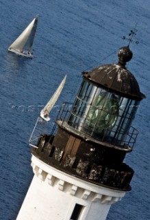 St Tropez-Genoa, 12-06-2008  Giraglia Rolex Cup 2008  Passage of the Giraglia Rock for  TARTARUGA, ITA15609, Owner: PAOLUCCI MARCO, Mod: COMET 45 S, Class:C2  Lighthouse on Giraglia Rock