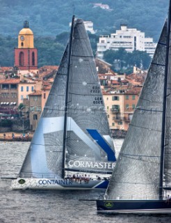 St.Tropez, 17.06.2009  Giraglia Rolex Cup 2009  Race Start.-  BELLA MENTE, Sail n: USA - 45, Boat Type: Custom 69 R.Pugh, Owner: Hap FAUTH.CONTAINER, Sail n: GER - 6065, Boat Type: Sloopo STP 65, Owner: Udo SCHUETZ.