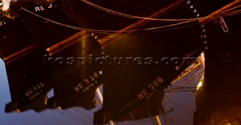 Old whaling ships moored in Reykjavik Harbour Iceland