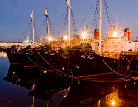 Old whaling ships moored in Reykjavik Harbour Iceland