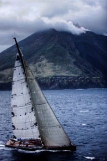 Stromboli Sicily 18  10 2009  Rolex Middle Sea Race 2009  Passage at the Stromboli Vulcano for DSK