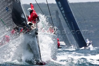 Sydney, 26-12-2008  Rolex Sydney Hobart Yacht Race 2008  Start of the 64th Rolex Sydney Hobart Yacht Race.  Wild Oats XI, Owner: Robert I Oatley, Sail n: AUS10001, State: NSW, Division: IRC, Design: Maxi 30m  Skandia, Owner: Grant Wharington, Sail n: M10, State: VIC, Division: IRC, Design: Maxi 30m