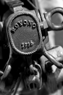 Aboard the cruising yacht Royono. Previous name: Mandoo II. She was design number 623 and was built for D Spencer Berger. In 1948 she was offered to the Annapolis Academy. John F Kennedy & Marilyn Munroe are meant to have had meetings on board.