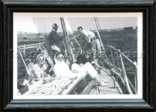 Aboard the cruising yacht Royono. Previous name: Mandoo II. She was design number 623 and was built for D Spencer Berger. In 1948 she was offered to the Annapolis Academy. John F Kennedy & Marilyn Munroe are meant to have had meetings on board.
