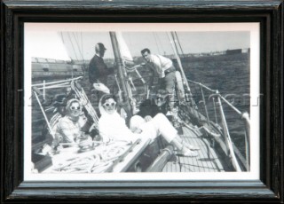 Aboard the cruising yacht Royono. Previous name: Mandoo II. She was design number 623 and was built for D Spencer Berger. In 1948 she was offered to the Annapolis Academy. John F Kennedy & Marilyn Munroe are meant to have had meetings on board.