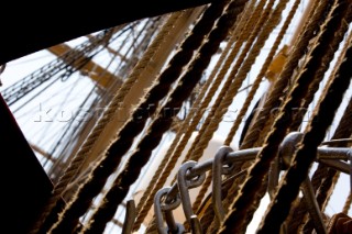 Rigging on Tall Ship  The Tall ShipsÕ Races 2007 Mediterranea in Genova. Amerigo Vespucci (Italia)