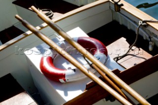 Life ring and oars in lifeboat  The Tall ShipsÕ Races 2007 Mediterranea in Genova