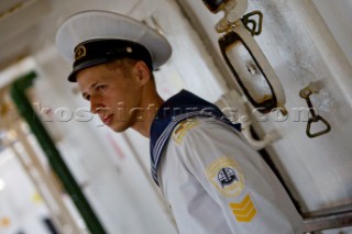 Young trainee sailor  The Tall ShipsÕ Races 2007 Mediterranea in Genova. Mir (Russia). Yura Beregov.