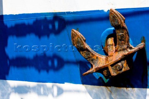 Rsuted anchor stowed in bow  The Tall Ships Races 2007 Mediterranea in Genova Mir Russia