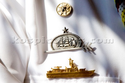 Pins badges and awards or merit on a sailors uniform  The Tall Ships Races 2007 Mediterranea in Geno