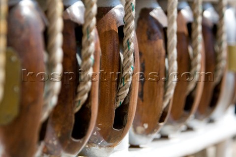 Block and tackle in the rigging  The Tall Ships Races 2007 Mediterranea in Genova ARA Libertad Argen