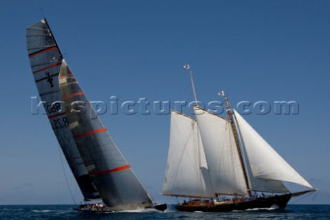 Team Origins GBR75 makes its maiden voyage from Port Americas Cup in Valencia in company with the ya