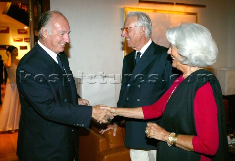 Porto Cervo  10 09 2004  YCCS Dinner  SA Aga Khan with YCCS Commodore GianFranco Alberini and Mrs Al