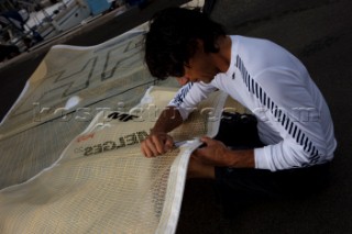 Sail repairs on batten