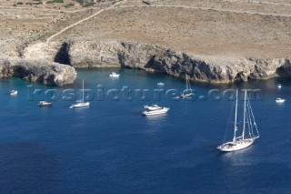 Aerial View of Menorca Yachts at anchor