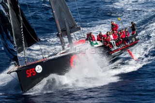 SFS II, Sail n: FRA 1953, Boat Type: VOR 70, Skipper: Lionel Pean, Country: France passing San Vito lo Capo