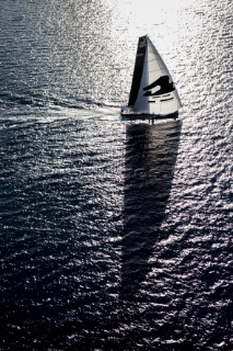 SFS II, Sail n: FRA 1953, Boat Type: VOR 70, Skipper: Lionel Pean, Country: France approaching Stromboli island