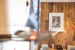 Portrait photo of Her Majesty The Queen in the RNZYS (Royal New Zealand Yacht Squadron)