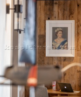 Portrait photo of Her Majesty The Queen in the RNZYS (Royal New Zealand Yacht Squadron)