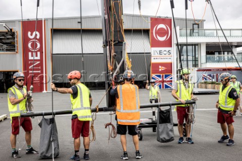 Team INEOS UK AC75 in the Americas Cup in Auckland New Zealand