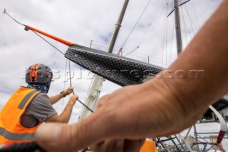 Team INEOS UK AC75 in the Americas Cup in Auckland, New Zealand