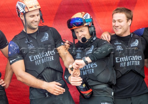 191220  Auckland NZL36th Americas Cup presented by PradaRace Day 3Emirates Team New Zealand celebrat