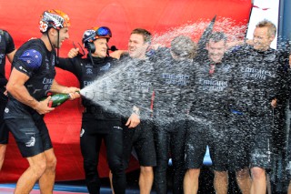 19/12/20 - Auckland (NZL)36th Americaâ€™s Cup presented by PradaPRADA ACWS Auckland 2020 Prize givingMike Lee sprays champagne as Emirates Team New Zealand celebrate their Americaâ€™s Cup World Series win