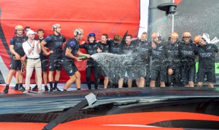 19/12/20 - Auckland (NZL)36th Americaâ€™s Cup presented by PradaPRADA ACWS Auckland 2020 Prize givingMike Lee sprays champagne as Emirates Team New Zealand celebrate their Americaâ€™s Cup World Series win