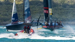 29/01/21 - Auckland (NZL)36th Americaâ€™s Cup presented by PradaPRADA Cup 2021 - Semi Final Day 1New York Yacht Club American Magic, Luna Rossa Prada Pirelli Team, Umpire Boat