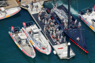 30/01/21 - Auckland (NZL)36th Americaâ€™s Cup presented by PradaPRADA Cup 2021 - Semi Final Day 2Luna Rossa Prada Pirelli Team at base with support boats