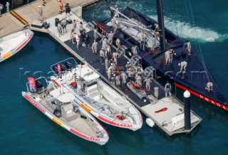 30/01/21 - Auckland (NZL)36th Americaâ€™s Cup presented by PradaPRADA Cup 2021 - Semi Final Day 2Luna Rossa Prada Pirelli Team at base with support boats