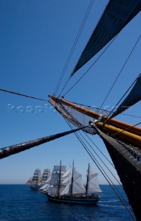 Tolone (France). On Board Tall Ship Amerigo Vespucci at the end of the bow sprit