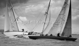 Cowes, Isle of Wight, 11 july 2012 Panerai Classic Yacht Challenge 2012 Panerai British Classic Week 2012 Dido, Ceildh Mhor and Croix Des Gardes