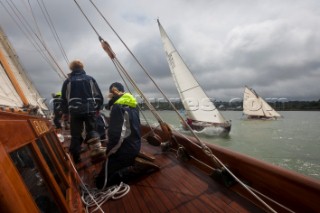 Cowes, Isle of Wight, 10 july 2012 Panerai Classic Yacht Challenge 2012 Panerai British Classic Week 2012 On board Eilean with Danegeld and Jap crossing