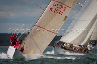 Cowes, Isle of Wight, 10 july 2012 Panerai Classic Yacht Challenge 2012 Panerai British Classic Week 2012Cetewayo and Pazienza behind