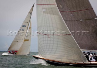 Cowes, Isle of Wight, 12 july 2012 Panerai Classic Yacht Challenge 2012 Panerai British Classic Week 2012 Raven and Glana in the background