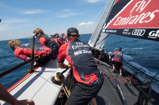 Emirates Team New Zealand during un official practice for the Audi MedCup Marseille Regatta. Marseille, France. 14/6/2010