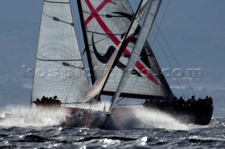 Emirates Team New Zealand leads race three on Day one of the Trophy of Sardinia, Audi MedCup 2010. 21/9/2010