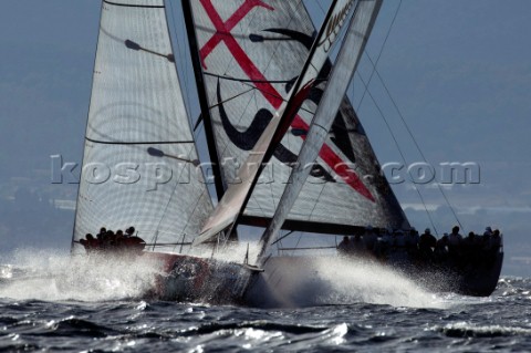 Emirates Team New Zealand leads race three on Day one of the Trophy of Sardinia Audi MedCup 2010 219