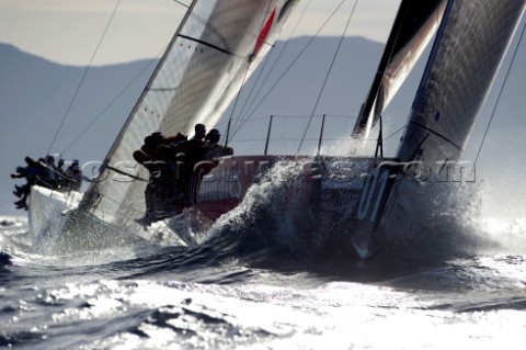 Emirates Team New Zealand leads race three on Day one of the Trophy of Sardinia Audi MedCup 2010 219