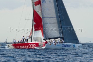 Audi A1 powered by All4One T-bones Bribon on the first beat of race six. Audi MedCup 2010. Cagliari Sardinia. 22/9/2010