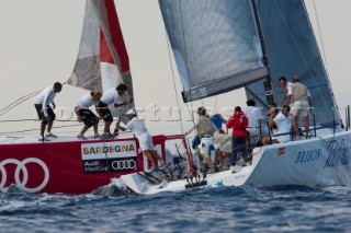 Audi A1 powered by All4One T-bones Bribon on the first beat of race six. Audi MedCup 2010. Cagliari Sardinia. 22/9/2010