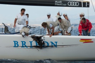 Audi A1 powered by All4One T-bones Bribon on the first beat of race six. Audi MedCup 2010. Cagliari Sardinia. 22/9/2010