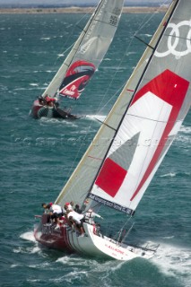 Emirates Team New Zealand and Audi A1 powered by All4One in race eight of the Trophy of Sardinia, Audi MedCup 2010. Cagliari Sardinia. 25/9/2010