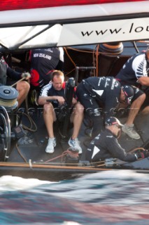 Emirates Team New Zealand in their round robin match against All4One (GER) . Louis Vuitton Trophy, La Maddalena, Sardinia, Italy. 29/5/2010