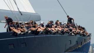 Mystere, plenty of weight on the rail, day one of the Super Yacht Cup Palma 2010. Palma, Mallorca, Spain. 24/6/2010