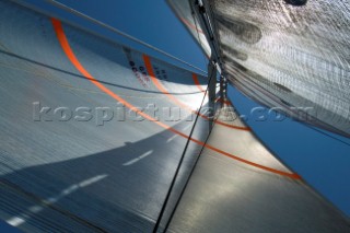 On board Singularity for race two of the Super Yacht Cup Palma 2010. Palma. Mallorca, Spain. 25/6/2010