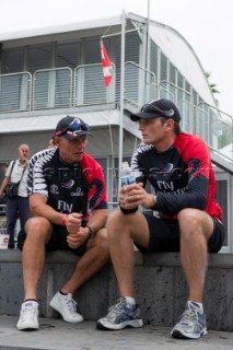 Grant Dalton and Dean Barker in serious discussion. Regata Camper - Conde de Godó Trophy - Barcelona