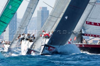 Artemis (SWE) and Bribon (ESP) and approachiing the top mark in race five. Regata Camper - Conde de Godó Trophy - Barcelona. 23/7/2010