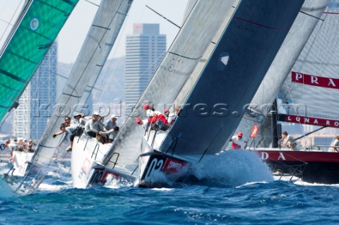 Artemis SWE and Bribon ESP and approachiing the top mark in race five Regata Camper  Conde de God Tr